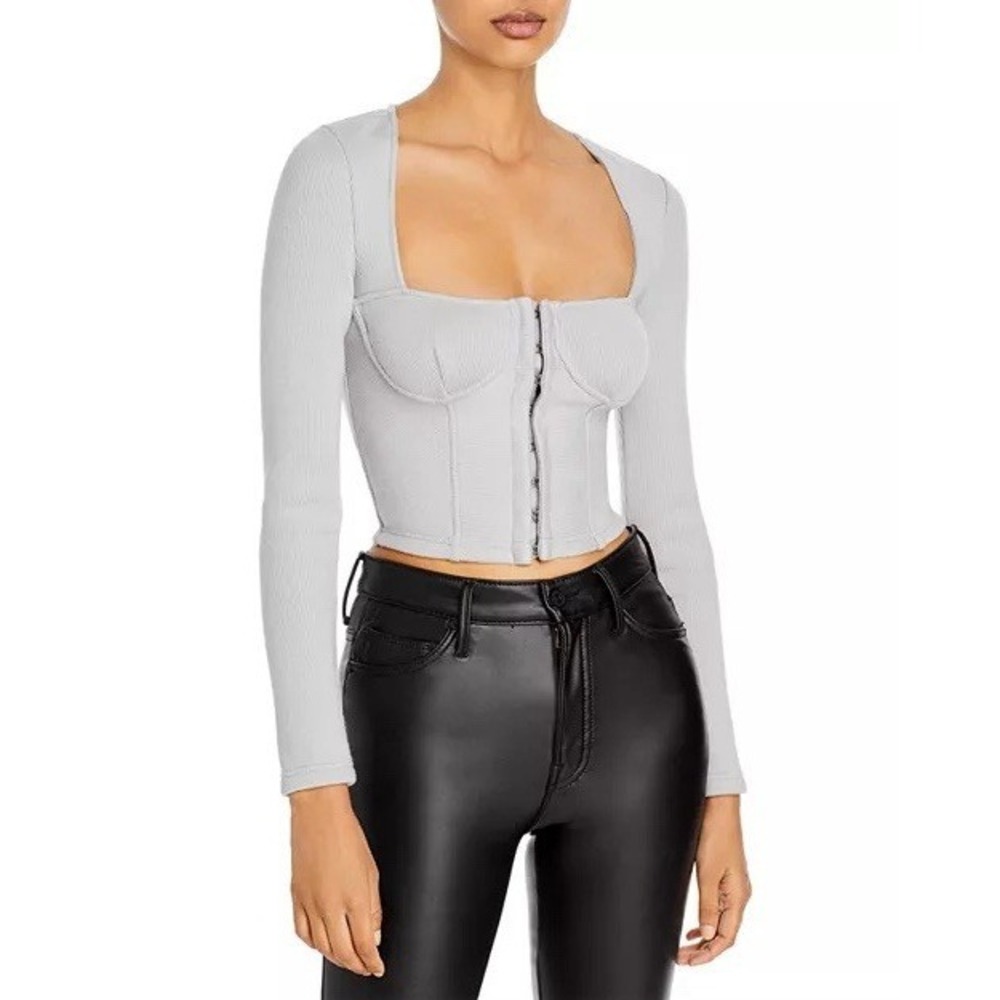 Jonathan Simkhai Standard "Ellee" Bustier Top Women's‎ XS Grey Knit Corset Style